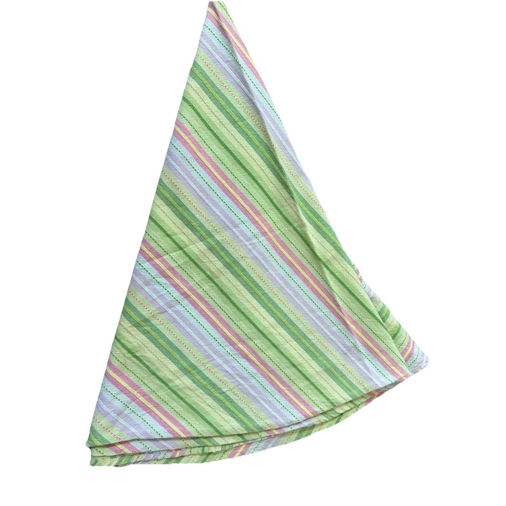 100% COTTON tablecloth, ROUND, 54" Pastels Summer Stripes Textured Cottage